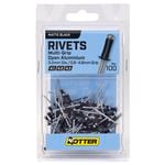 Otter 3.2 x 0.8 - 4.8mm Matt Black Multi-Grip Open Aluminium Blind Rivets - 100 Pack