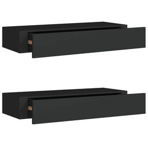 vidaXL Wall-mounted Drawer Shelves 2 pcs Black 60x23.5x10cm