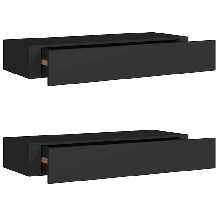 vidaXL Wall-mounted Drawer Shelves 2 pcs Black 60x23.5x10cm