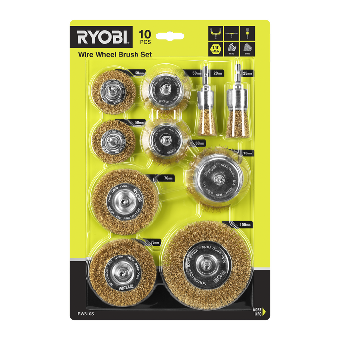 Ryobi 10 Piece Wire Brush Set