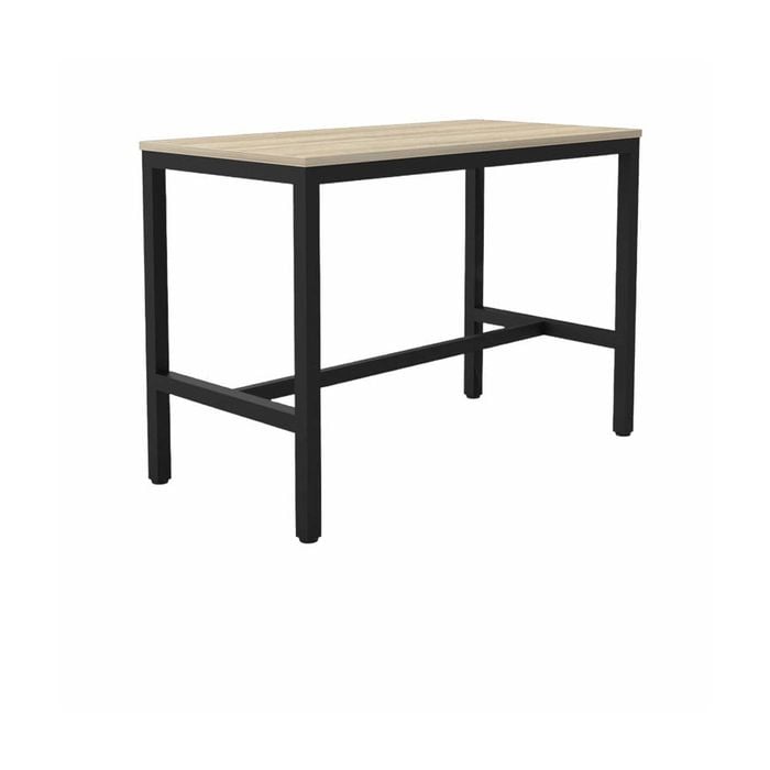 Olg Axis Bar Leaner 4 Leg Black Frame New Oak Smooth Top L1800mm X W1200mm
