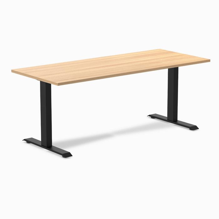 Desky Fixed Height Melamine Office Desk Matte Black Frame 180cm