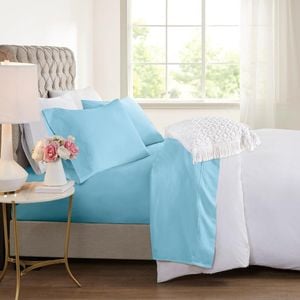 Dreamfields Queen Aqua Color 2000TC Cooling Bamboo Sheet Set