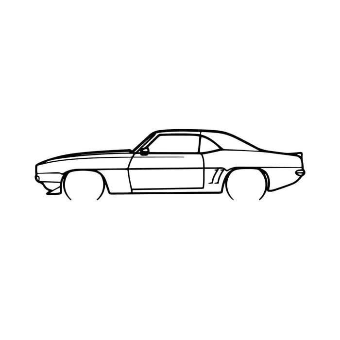 Ignite Laser Chevrolet 1969 Camaro Ss Silhouette Metal Wall Art Rustic Metal 47inch/120cm