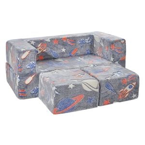 VEVOR 100x100x20cm Modular Kids Play Couch Grey 4Pcs DIY Glow in the Dark Toddler Chair