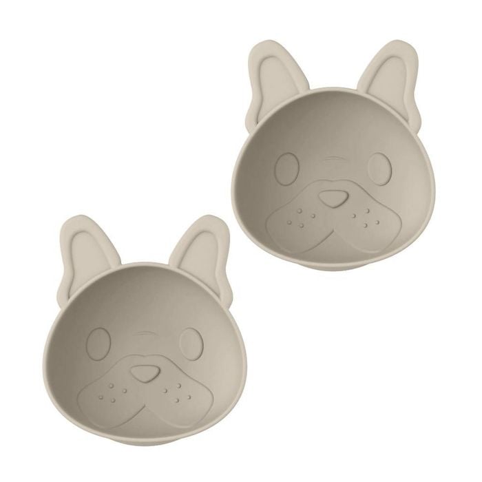 Melii Luxe Set of 2 Silicone Suction Bowls - Bulldog