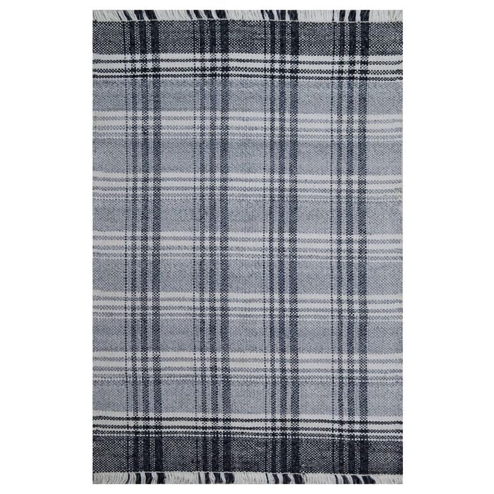 Handwoven Dhurrie Rug-Legend 6361-Ivory Charcoal-110x160cm