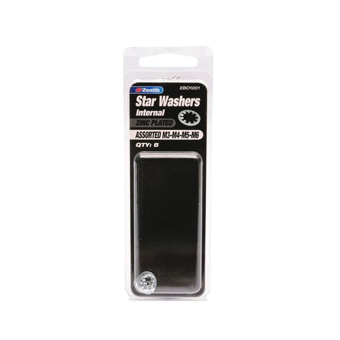 Zenith M3-M6 Assorted Zinc Plated Internal Star Washer - 8 Pack