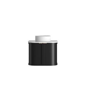 Attica 600mm Black Matte Bentwood Heritage Curved Vanity With Carrara Stone Top