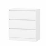Advwin Bedside Table 3 Large Drawers Nightstand for Bedroom Living Room Office White
