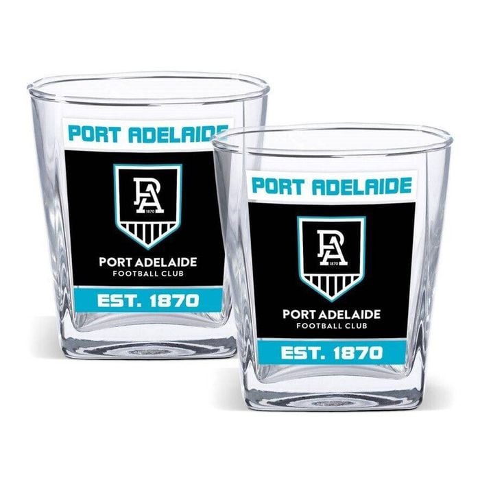 AFL Spirit Glass Set - Port Adelaide Power - 250ml Cup - Set Of Two