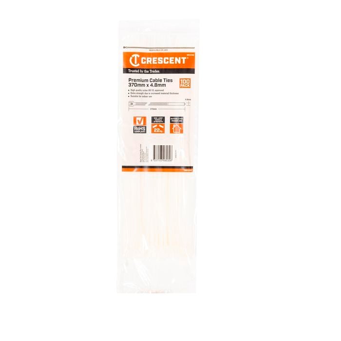 CRESCENT 100 Pk. 370mm x 4.8mm Natural Cable Ties