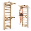 Advwin Swedish Ladder Wall Gym, Wooden Suspension Trainer with Pull-up Bar & Adjustable Dip Station for Home Gym
