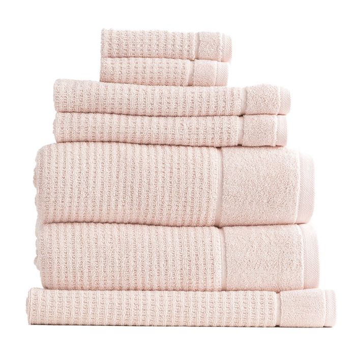 7pc Renee Taylor Cambridge 650GSM Textured Bath/Hand/Face Towel Mat Set Primrose