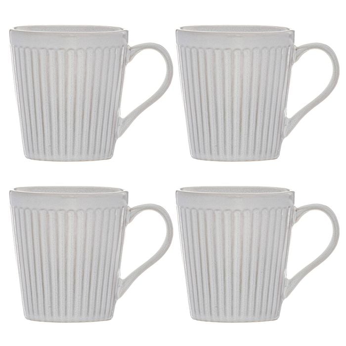 4pc Ladelle Marguerite Stoneware Drink Mug 400ml Set 13.5x10x10.5cm White