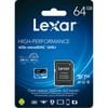 Lexar 64GB Micro SD Card SDXC UHS-I High Performance 633x 95MB/s U3 4K Mobile Phone TF Memory Card