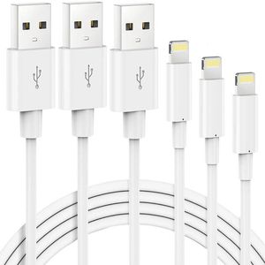iWill 3 Pack 2m Long Data Transfer Charger Charging USB Cable Cord for Apple iPhone iPad iPod Bulk White TPE