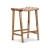 Lazie 66cm Natural Tan Leather Strapping Teak Wood Bar Stool
