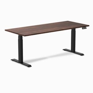Desky Dual American Rustic Pine Softwood Sit Stand Desk 180x75cm Matte Black Frame Leg