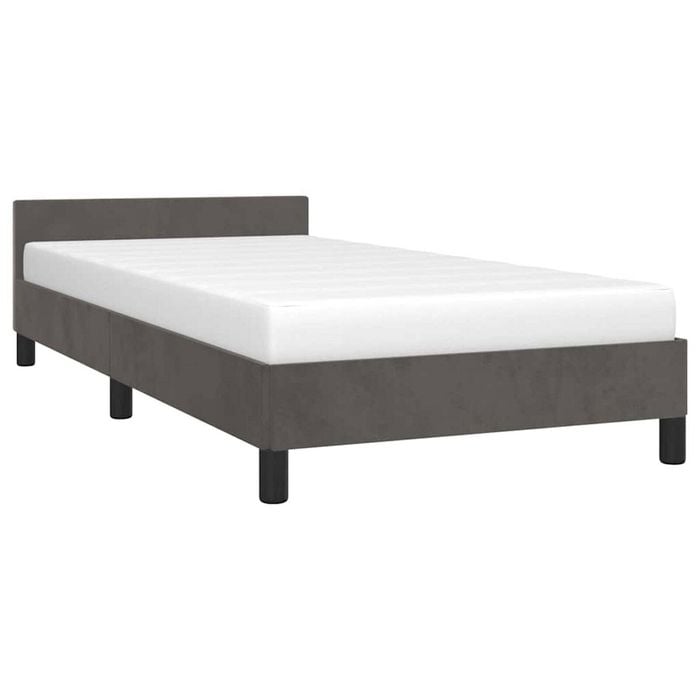 vidaXL Bed Frame Slatted Bed Base Dark Grey 106x203 cm King Single Size Velvet