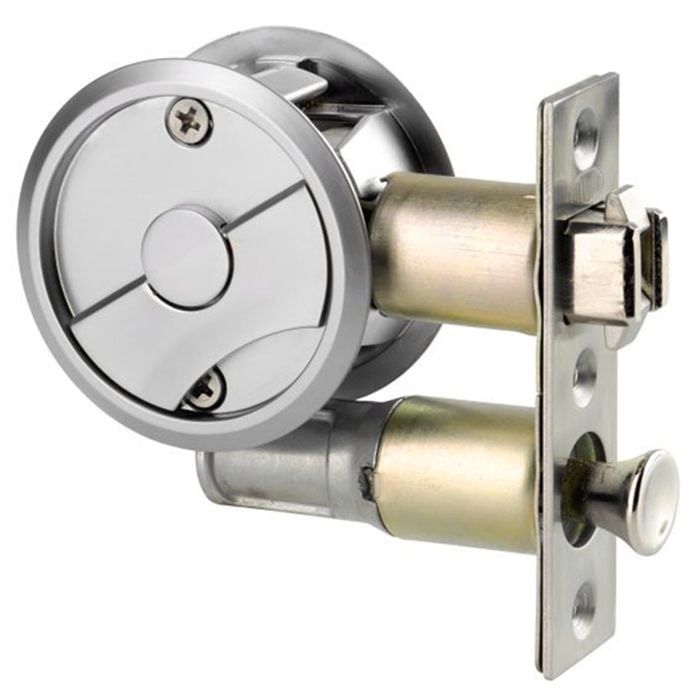 Lockwood Satin Chrome Pearl Cavity Slider Privacy Set