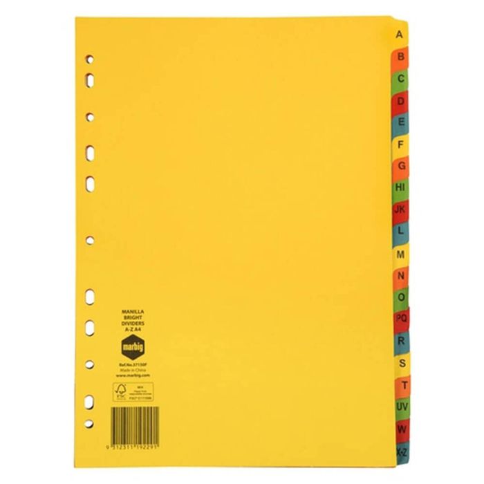 Marbig Manilla Bright Dividers (A4) (A-Z Tab)