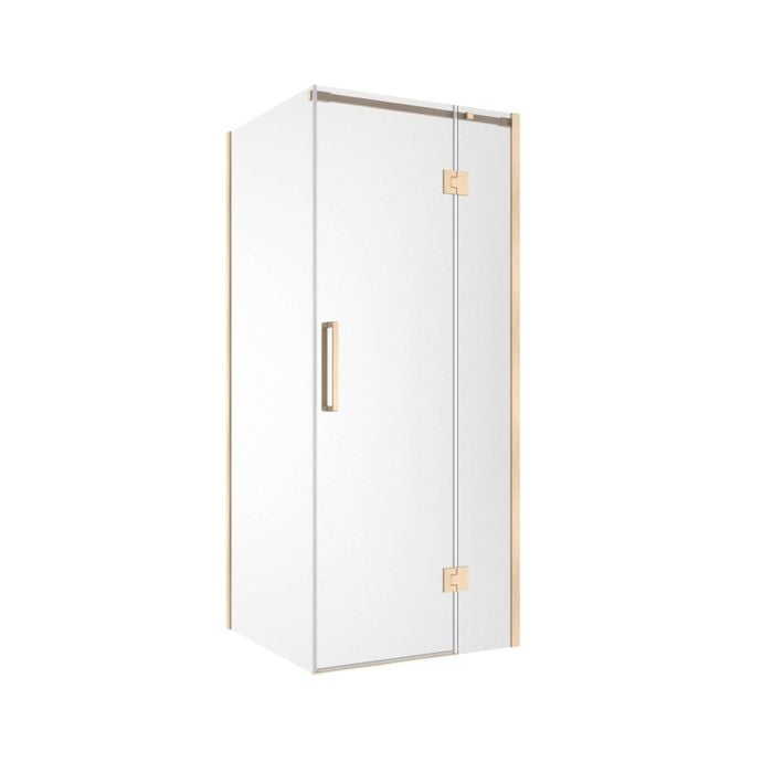 Rick McLean's 870 x 870mm Brushed Brass Euro Frameless Hinged Shower Screen