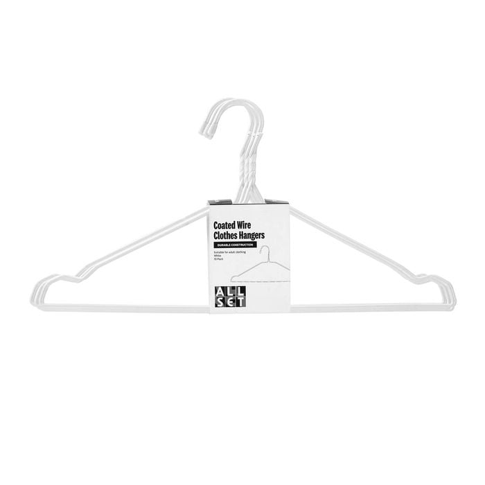 All Set 10 Pack White Coated Wire Clothes Hangers 