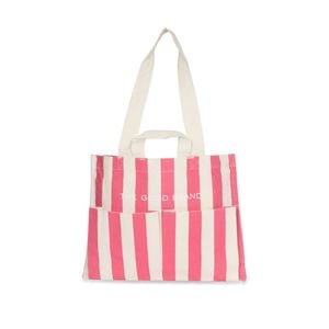 The Good Brand Cotton Everyday Tote Bag 40cm - Hot Pink Stripe