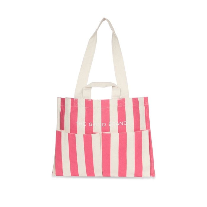 The Good Brand Cotton Everyday Tote Bag 40cm - Hot Pink Stripe