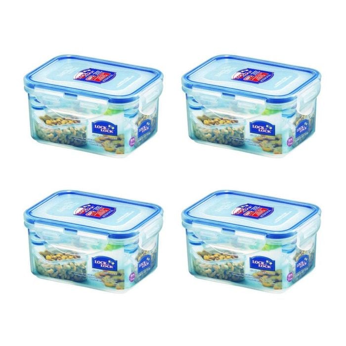 4x Lock & Classic Rectangular Short Container - 350ml