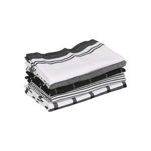 Nicola Spring 5pc Cotton Tea Towel Set - 70cm x 50cm - Monochrome