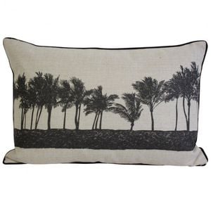 Rectangle Cushion Pillow Palm  Beige/Black 60x40cm