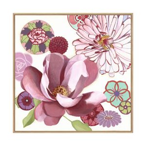 Artey | Petal Profusion I - Framed Canvas - Natural Frame - 100 x 100cm