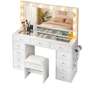 Artiss Dressing Table Charging Station LED Mirror White