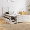 Oikiture Wooden Bed Frame King Single Size with Trundle Drawers White