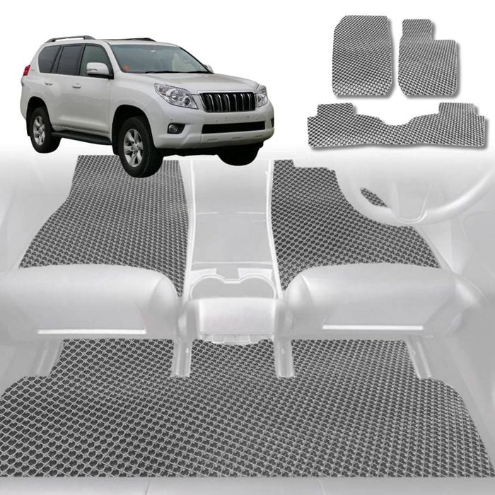 6D Diamond Car Floor Mats for Toyota Prado (J150)2009-2013-Full Set-Grey-Outback GT