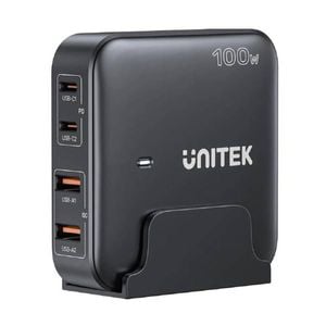 Unitek 4-in-1 Desktop GaN Charger USB-C x2 PD USB-A QC 3.0 x2 with Power Cord 100W Black Unitek Gift Box