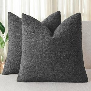 Gioia Casa Twin-pack Bouclé Cushion Covers - Soft Textured Polyester With Hidden Zipper (charcoal, 45cm X 45cm)