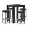 Santorini Outdoor Square Bar Table Charcoal With 4 Avoca Stools & Denim Grey Cushions
