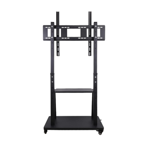 P&P Black Portable Floor TV Stand with AV Shelf, Camera Mount & Lockable Wheels for 32–100" TVs