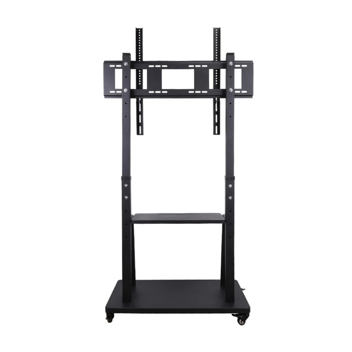 P&P Black Portable Floor TV Stand with AV Shelf, Camera Mount & Lockable Wheels for 32–100" TVs