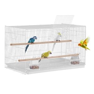 VEVOR Bird Cage White Sturdy Metal with 2 Perches 2 Feeding Cups for Pet Toy