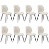 Oikiture Set of 8 Dining Chairs Upholstered Boucle White