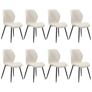 Oikiture Set of 8 Dining Chairs Upholstered Boucle White