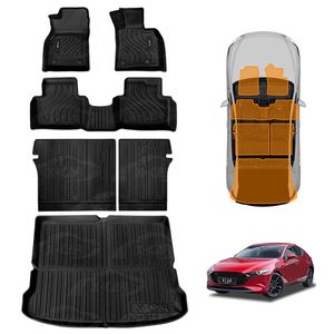 Floor Mats Boot Liner Set For Mazda 3 Hatch Bp Series 2019-onwards All Weather Heavy Duty Trunk Cargo Kick Back Seat Protector