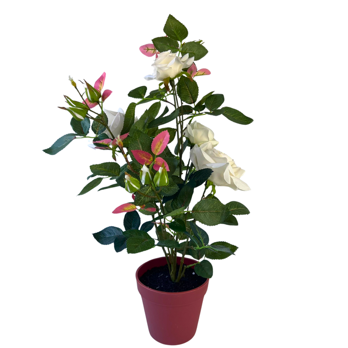 Un-Real 54cm White Rose Artificial Plant