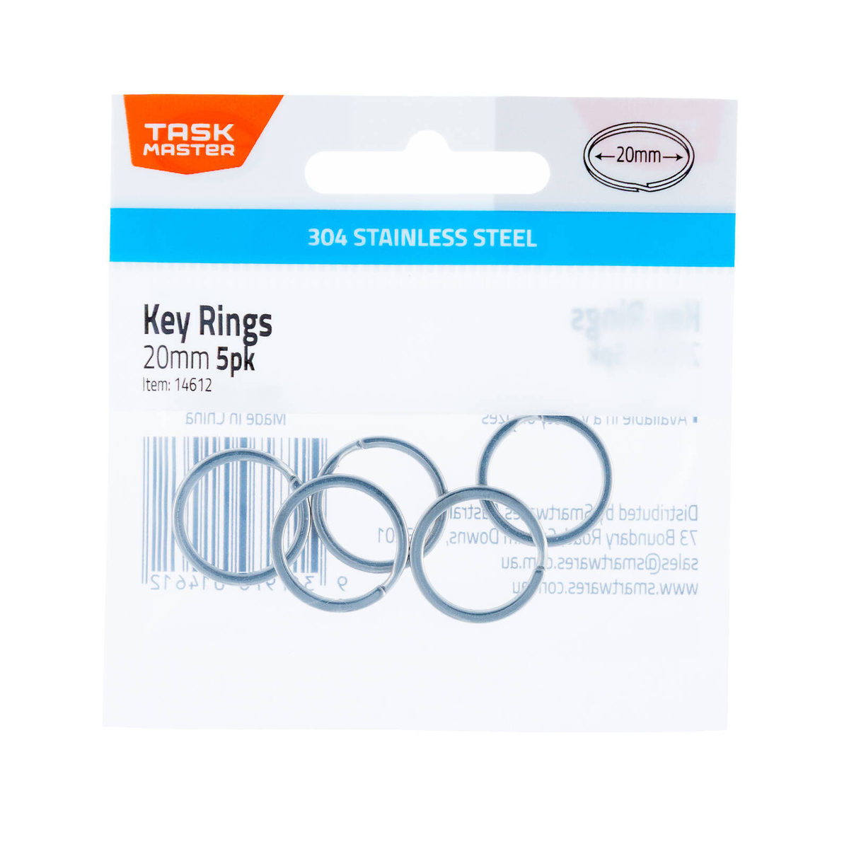 Taskmaster 20mm Stainless Steel Key Ring - 5 Pack - Bunnings Australia