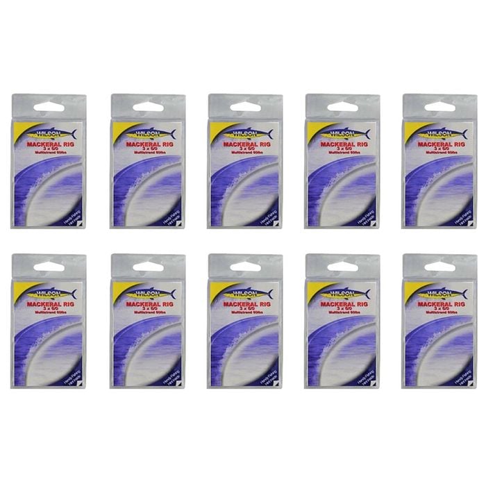 10x Wilson Mackerel Fishing Rig 3x6/0 Hook-Setup - 60lb Multi Strand Wire
