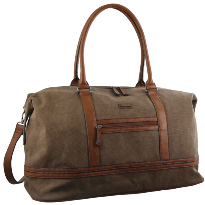 Pierre Cardin Canvas Overnight  Business Travel Luggage Weekend Duffle Unisex Brown